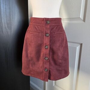 Maurices Burgundy Suede Button Down Skirt Size 4